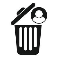 Simple black and white icon of an account being deleted vector