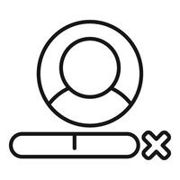 User icon being deleted from database with progress bar showing vector