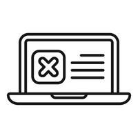 Laptop displaying error message with cross mark icon vector