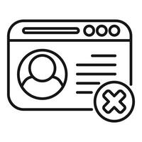 User account profile delete removing personal data from website icon vector