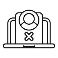Laptop showing delete account icon for online user profile vector