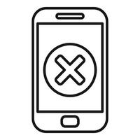 Smartphone displaying cross mark icon for error message vector