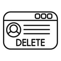 Website showing delete profile screen with button for deleting user data vector