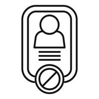 Digital identity theft with canceled account icon showing user profile is blocked vector