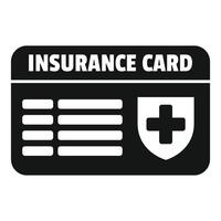 Insurance card icon showing health coverage and medical protection vector