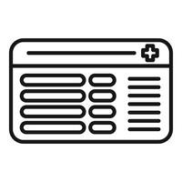 Medical record icon showing patient data with cross symbol vector