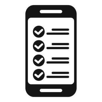 teléfono inteligente demostración Lista de Verificación icono para aprobatorio terminado Tareas vector