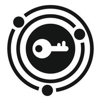Global security system presenting key icon in circle with lines and dots vector
