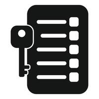 Key unlocking padlock protecting information on checklist vector