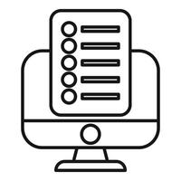 Desktop computer displaying online survey for market research vector