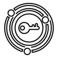 Key shape inside abstract circle forming a secure logo vector