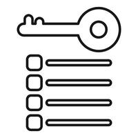 Key unlocking access to list of secured items icon vector