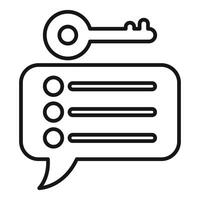 Key unlocking speech bubble representing secure communication vector