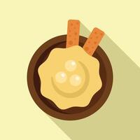 Bowl of hummus with chickpeas and breadsticks dipping in a restaurant setting vector