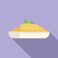 Mashed potatoes lying on plate with parsley icon flat design vector