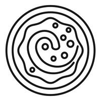 Round plate with spiral pattern filled with bubbles icon outline style vector