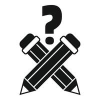 Two pencils forming an x shape with question mark above vector