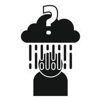 Person experiencing information overload with raining data and question mark cloud vector