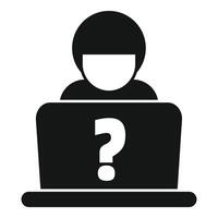 Hacker using laptop with question mark icon vector