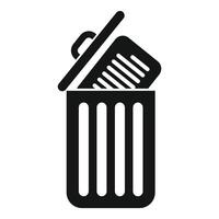 Open trash can throwing away document icon vector