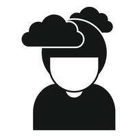 Man experiencing brain fog with clouds over head vector