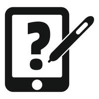 Digital pen pointing at question mark on smartphone screen vector