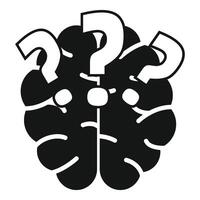 Human brain surrounded by question marks thinking about problems vector