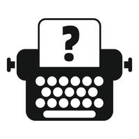 Black typewriter with question mark on paper for faq concept vector