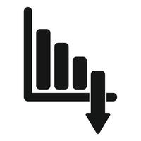 Graph showing market crash with big arrow pointing down vector