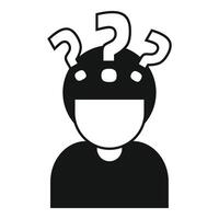 Young man having many questions with question marks over his head vector