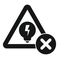 No electricity symbol showing light bulb with lightning bolt inside triangle vector
