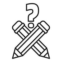 Two pencils are crossing each other with a question mark above them vector