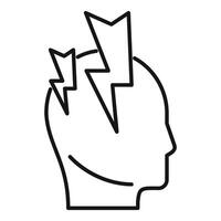 Human head profile experiencing brainstorming with lightning bolts vector