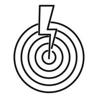 Lightning bolt striking center of target icon vector