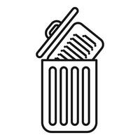 Open trash can throwing away document icon vector