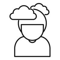 Person thinking with cloud computing line icon vector