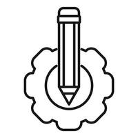 Pencil standing in a gear symbolizing creative idea generation process vector