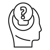 Human head silhouette with light bulb and question mark inside representing thinking process vector