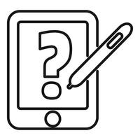 Stylus pen drawing question mark on mobile phone screen vector