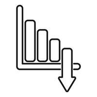 Declining bar graph showing negative trend with arrow pointing down vector