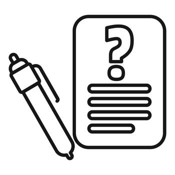 Pen and paper with question mark suggesting filling out form vector