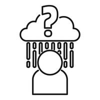 Person having a lot of questions under a cloud with a question mark vector