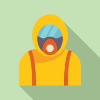 Scientist wearing yellow hazmat suit and gas mask for protection vector