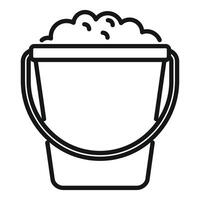 Cleaning bucket filled with soapy water line icon vector