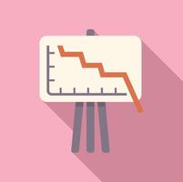 Flip chart showing negative trend line graph on pink background vector