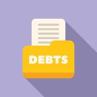 Yellow folder containing debt invoices representing financial burden vector