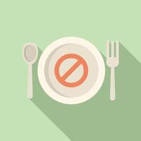 Empty plate with forbidden symbol showing intermittent fasting concept vector