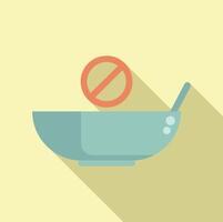 Empty bowl with spoon expressing refusal of food concept vector