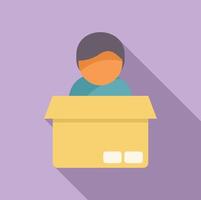 Child hiding in cardboard box with minimalist design vector