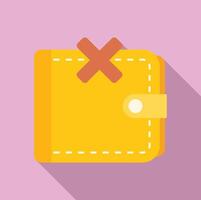 Yellow wallet closed with a cross mark symbolizing bankruptcy vector